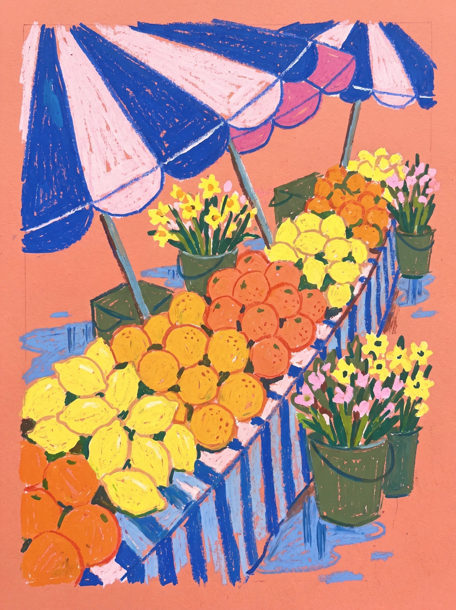 Citrus Parade, an AI-generated art print