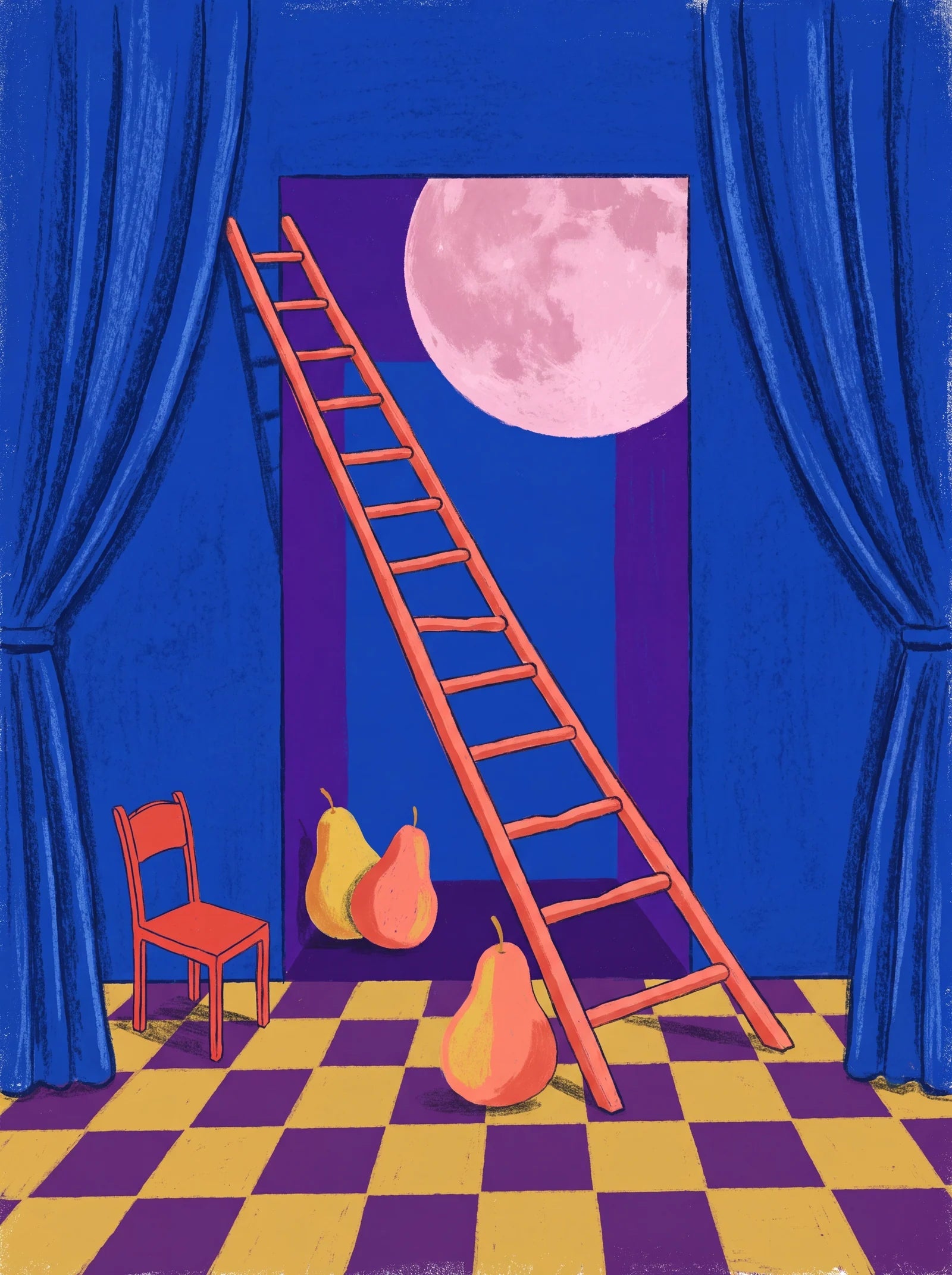 Ladder for the Moon, an AI-generated art print
