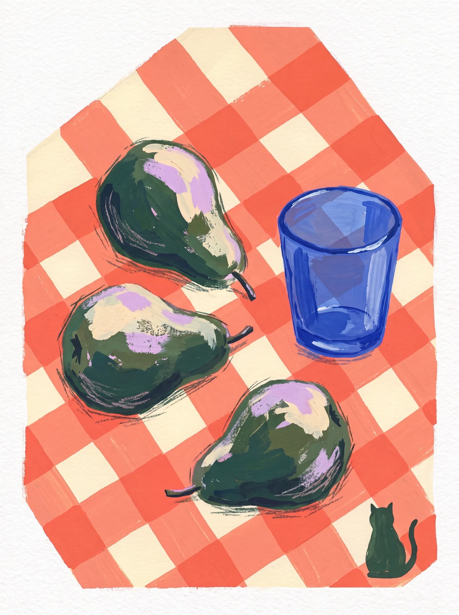 Pears on Checks, an AI-generated art print