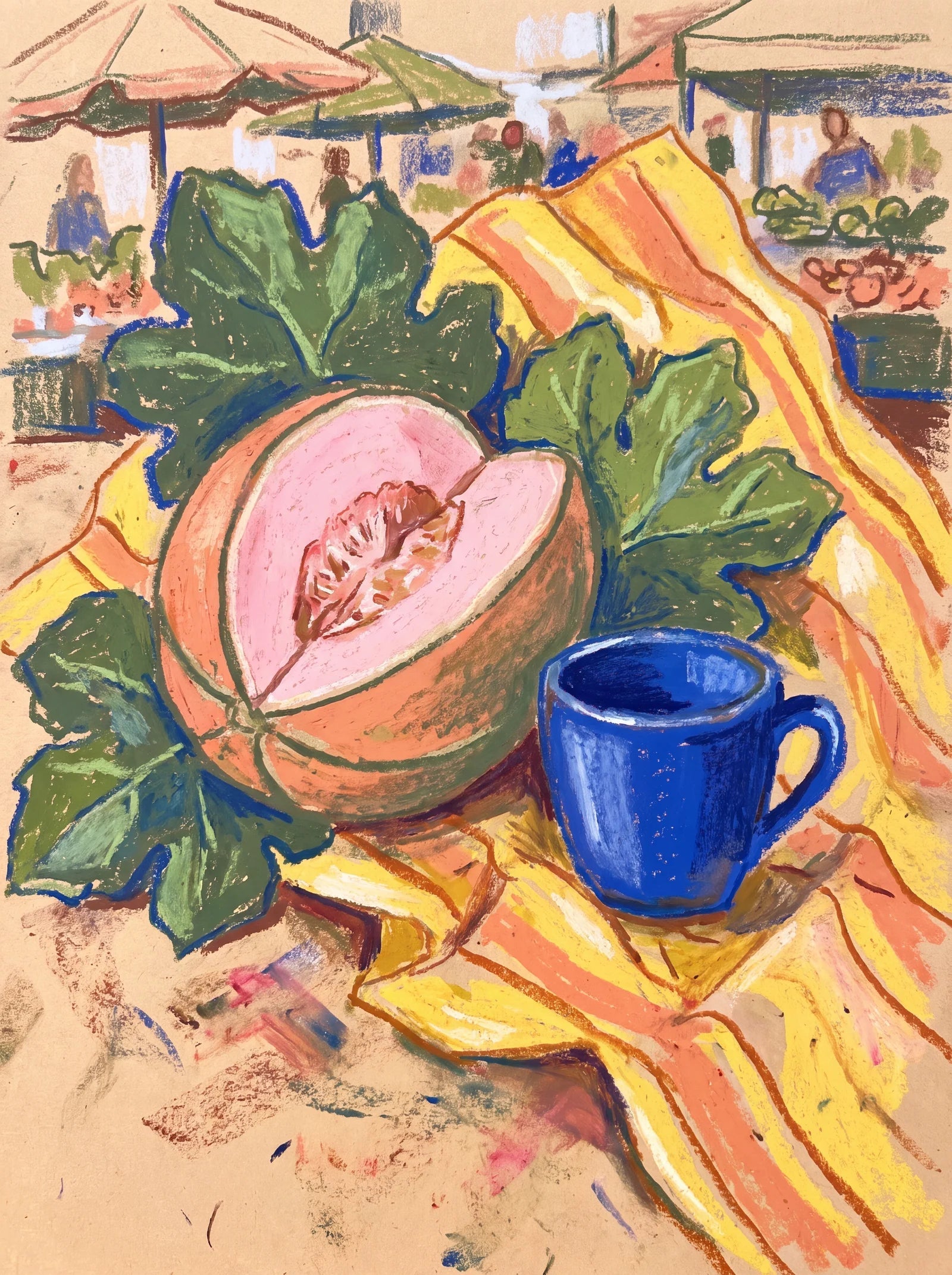 Pink Melon Quiet, an AI-generated art print