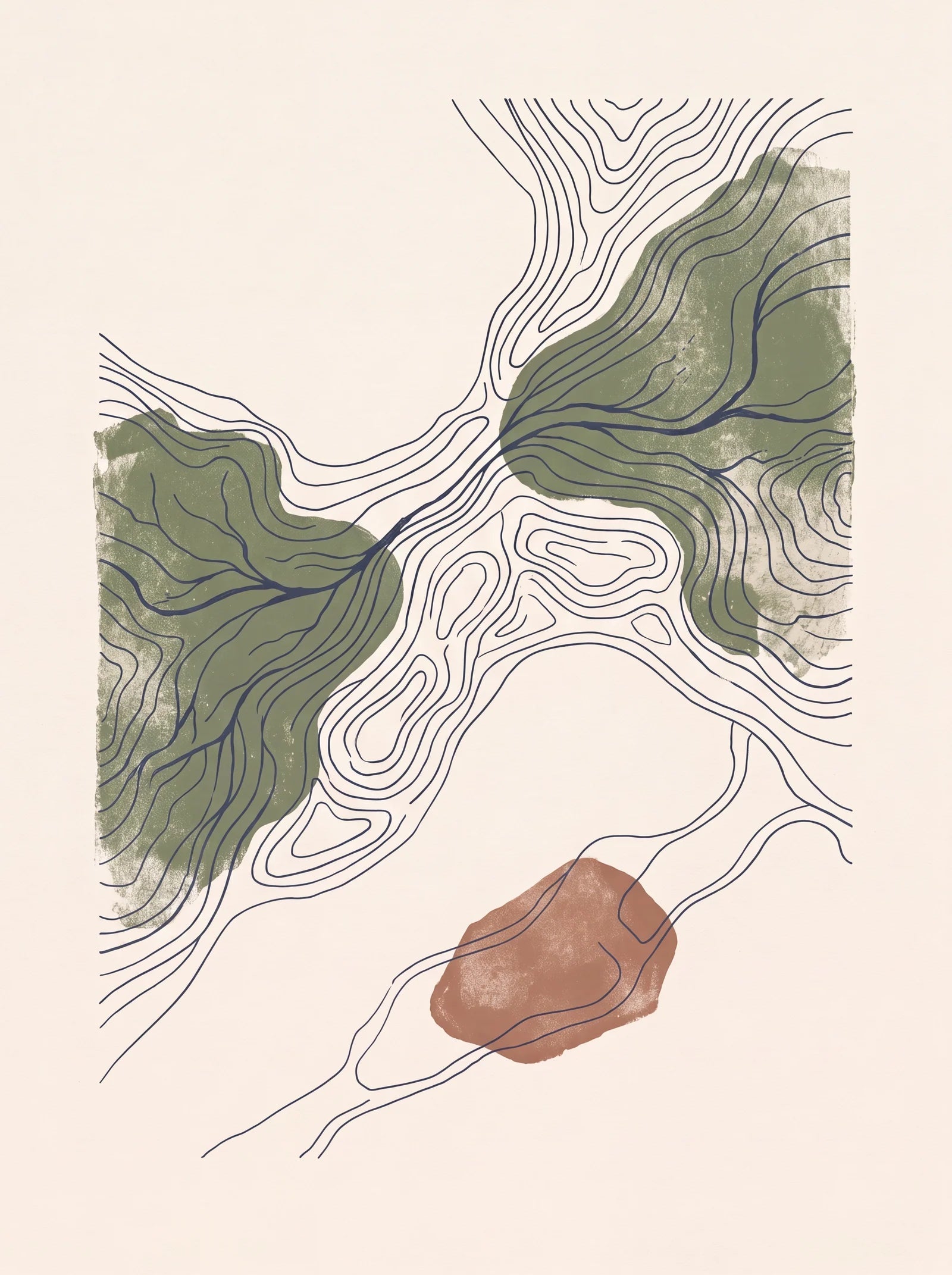 Root Line Resting, an AI-generated art print