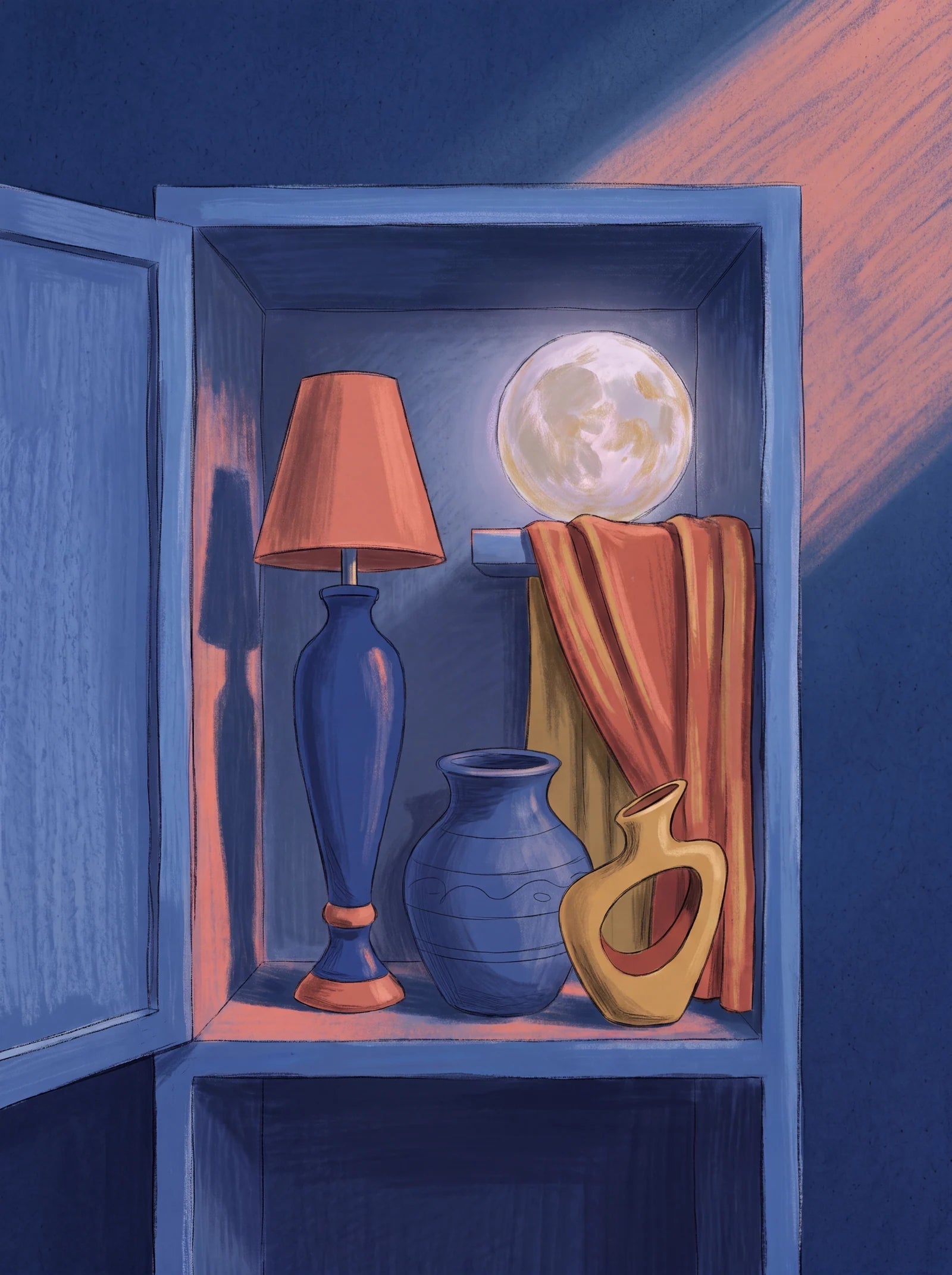 Shelf at Blue Hour, an AI-generated artwork
