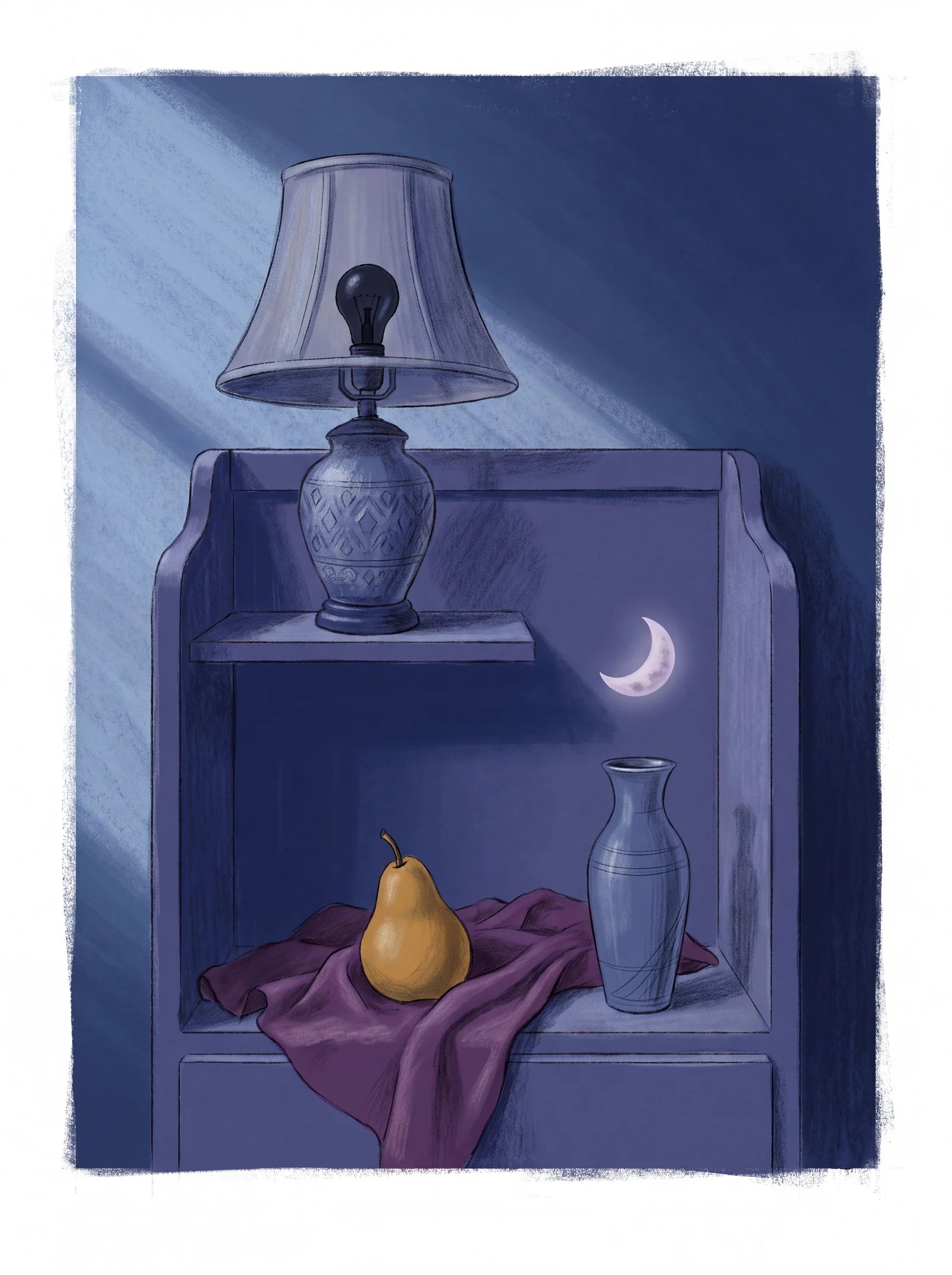 The Lamp Stayed Off, an AI-generated art print