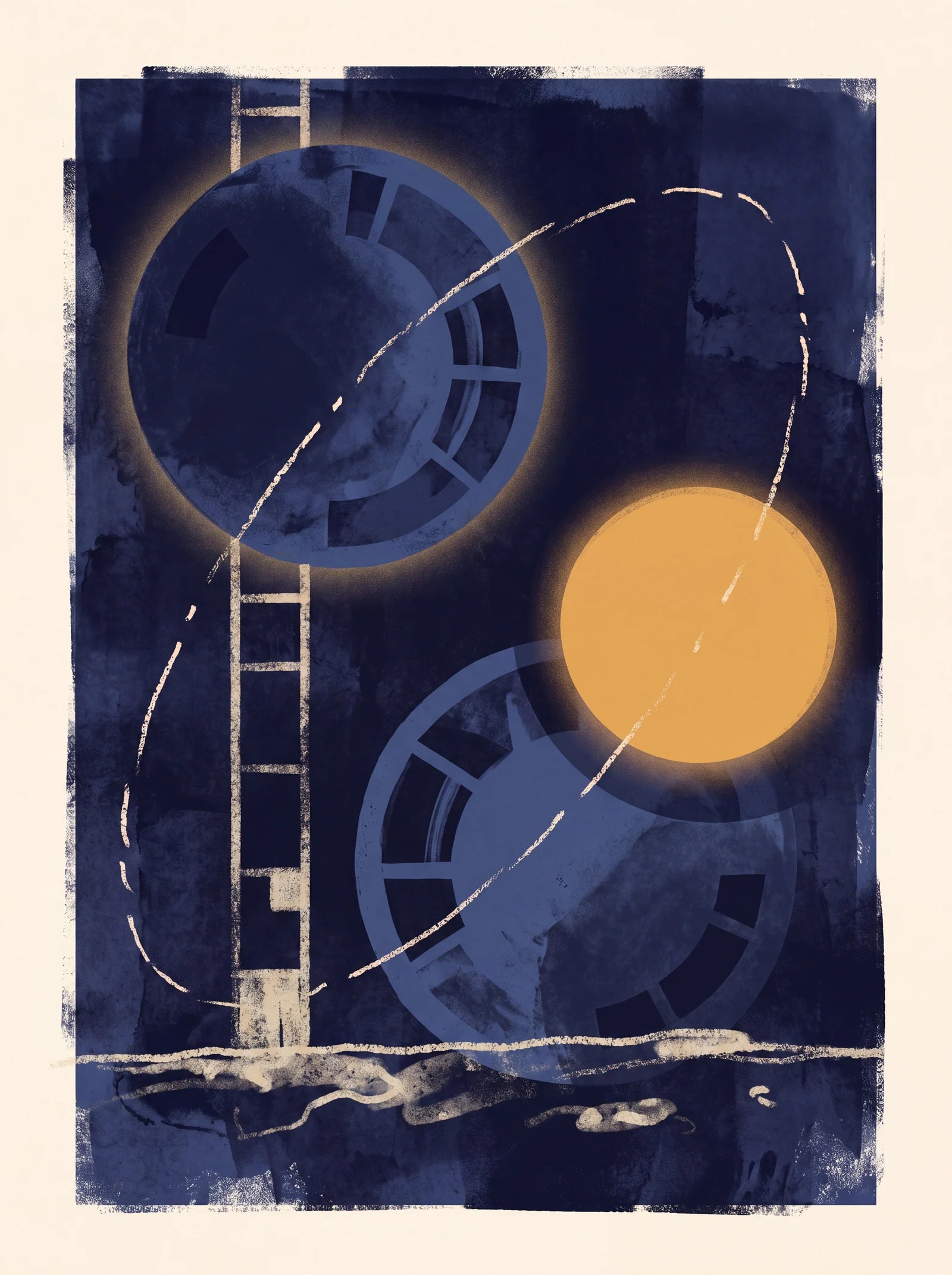 Three Bodies at Rest, an AI-generated art print