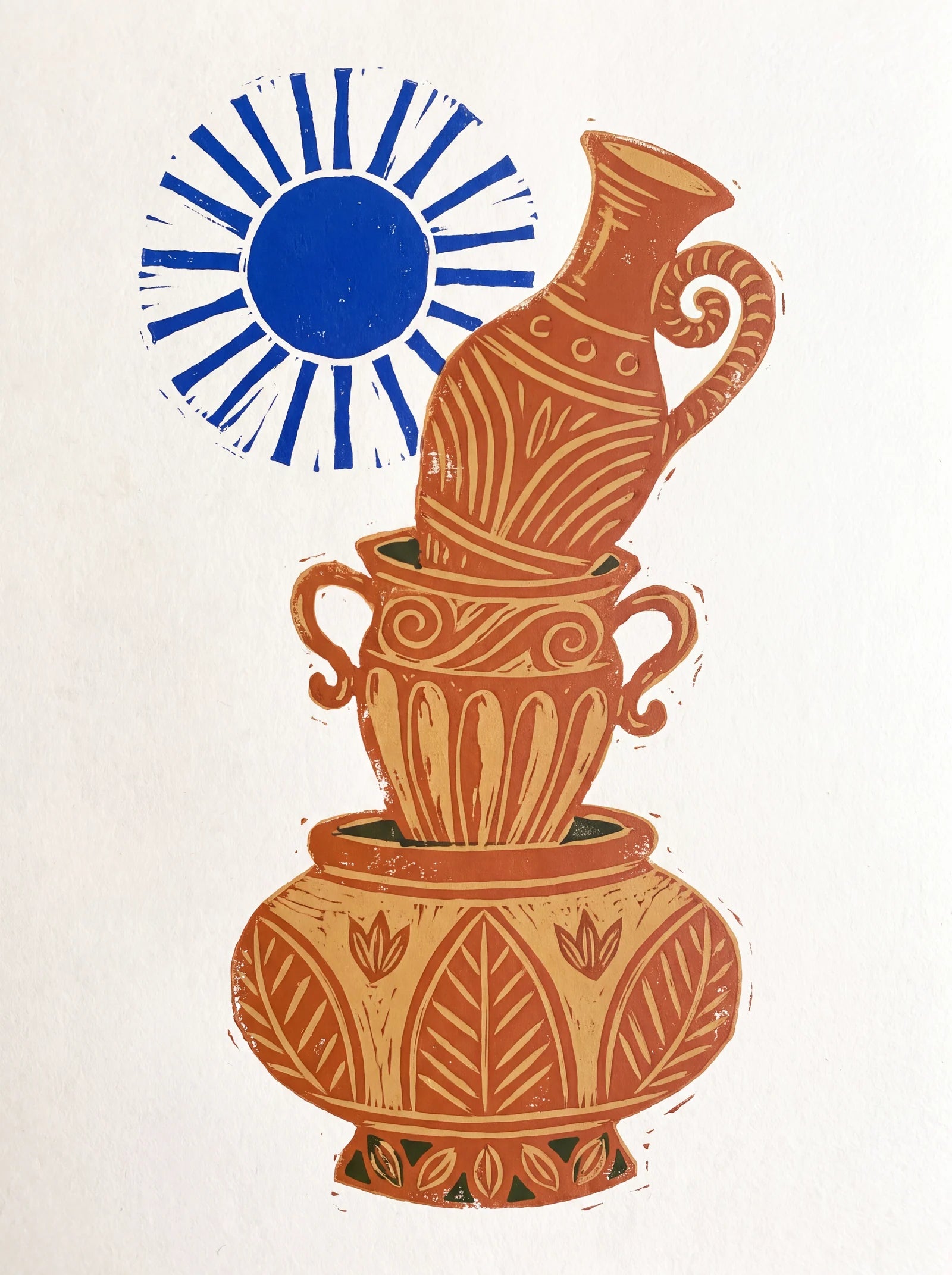 Three Vessels, One Sun, an AI-generated art print