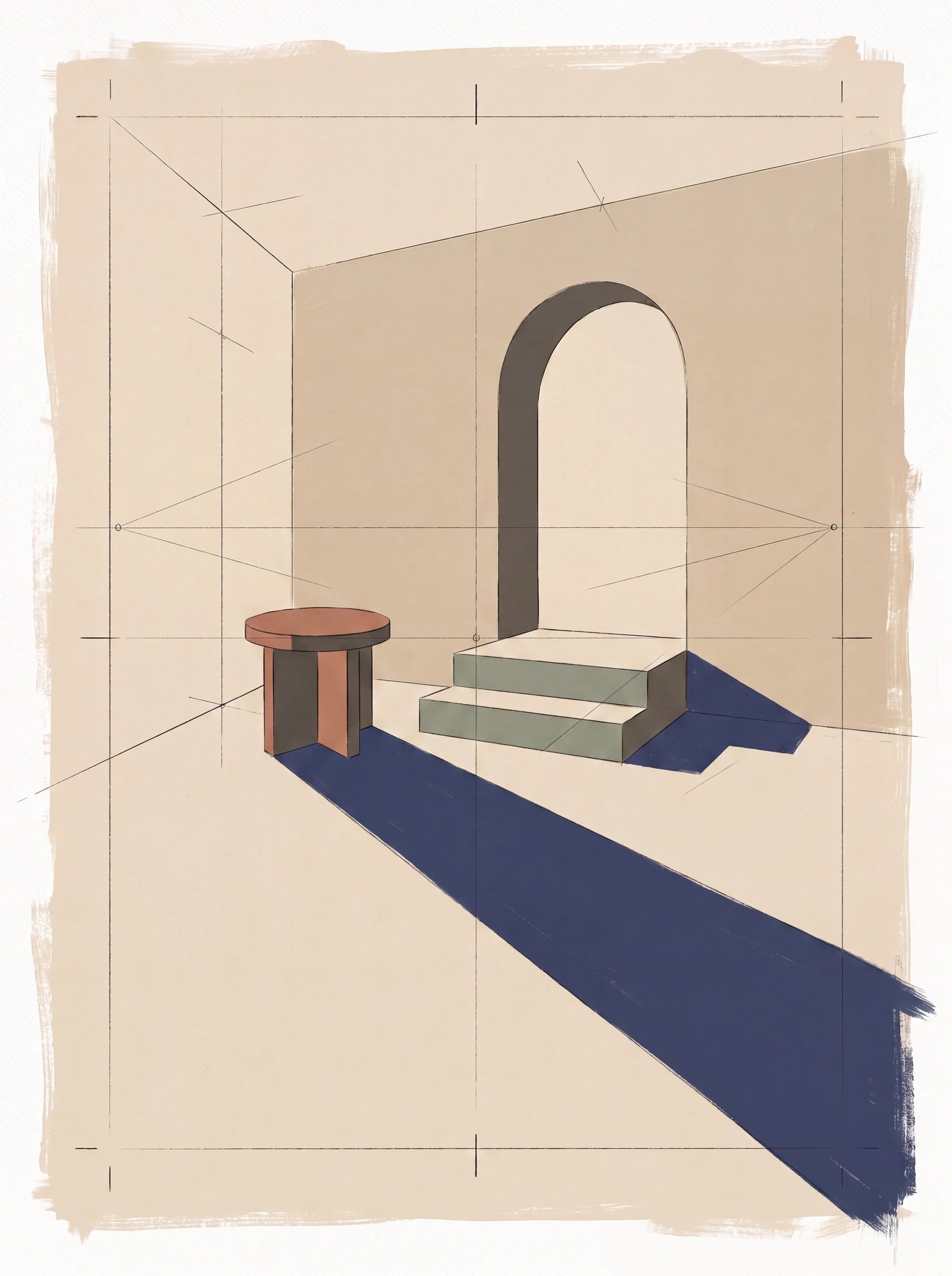 Two Steps to Nowhere, an AI-generated art print