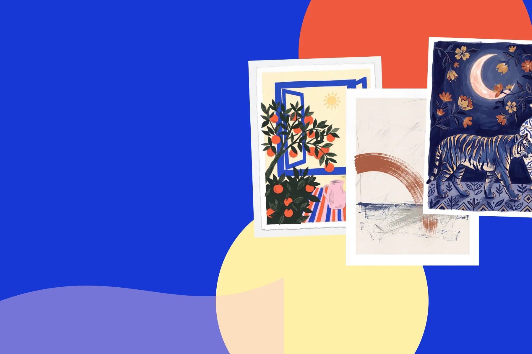 A colourful selection of AI-generated printing.io artworks